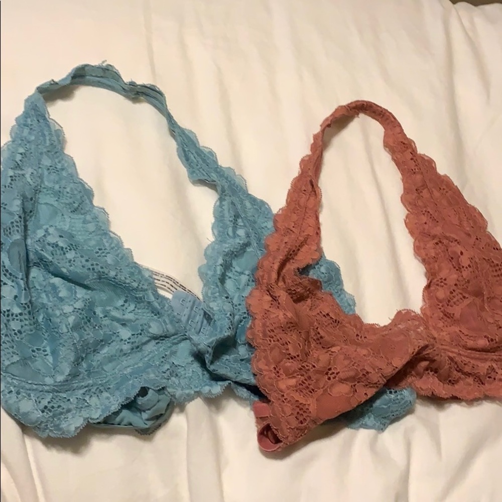 Bundle of Free People galloon lace halter bralets